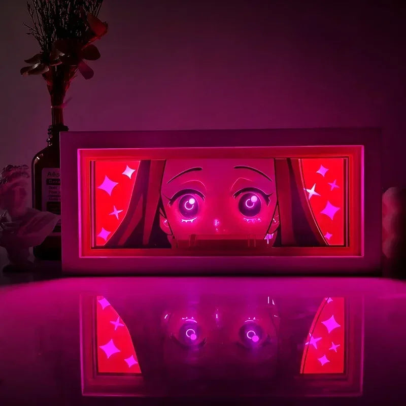 Demon Slayer Kimetsu No Yaiba | Boîte à lumière LED 3D Anime | Lampe de décoration avec personnages préférés 