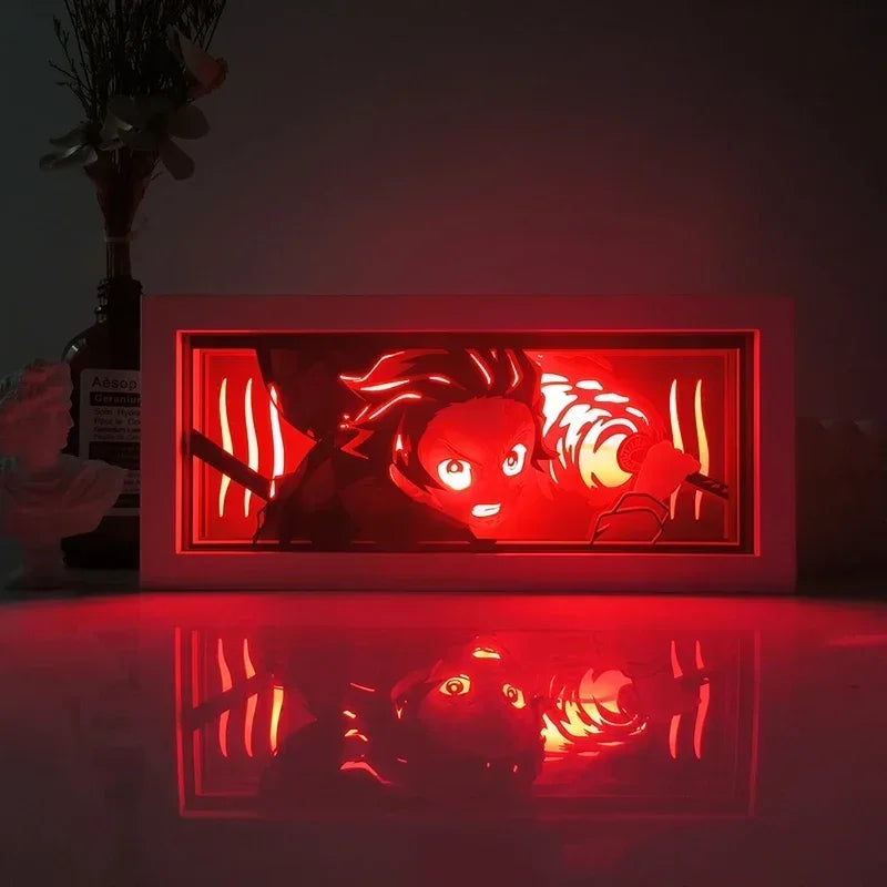 Demon Slayer Kimetsu No Yaiba | Boîte à lumière LED 3D Anime | Lampe de décoration avec personnages préférés 